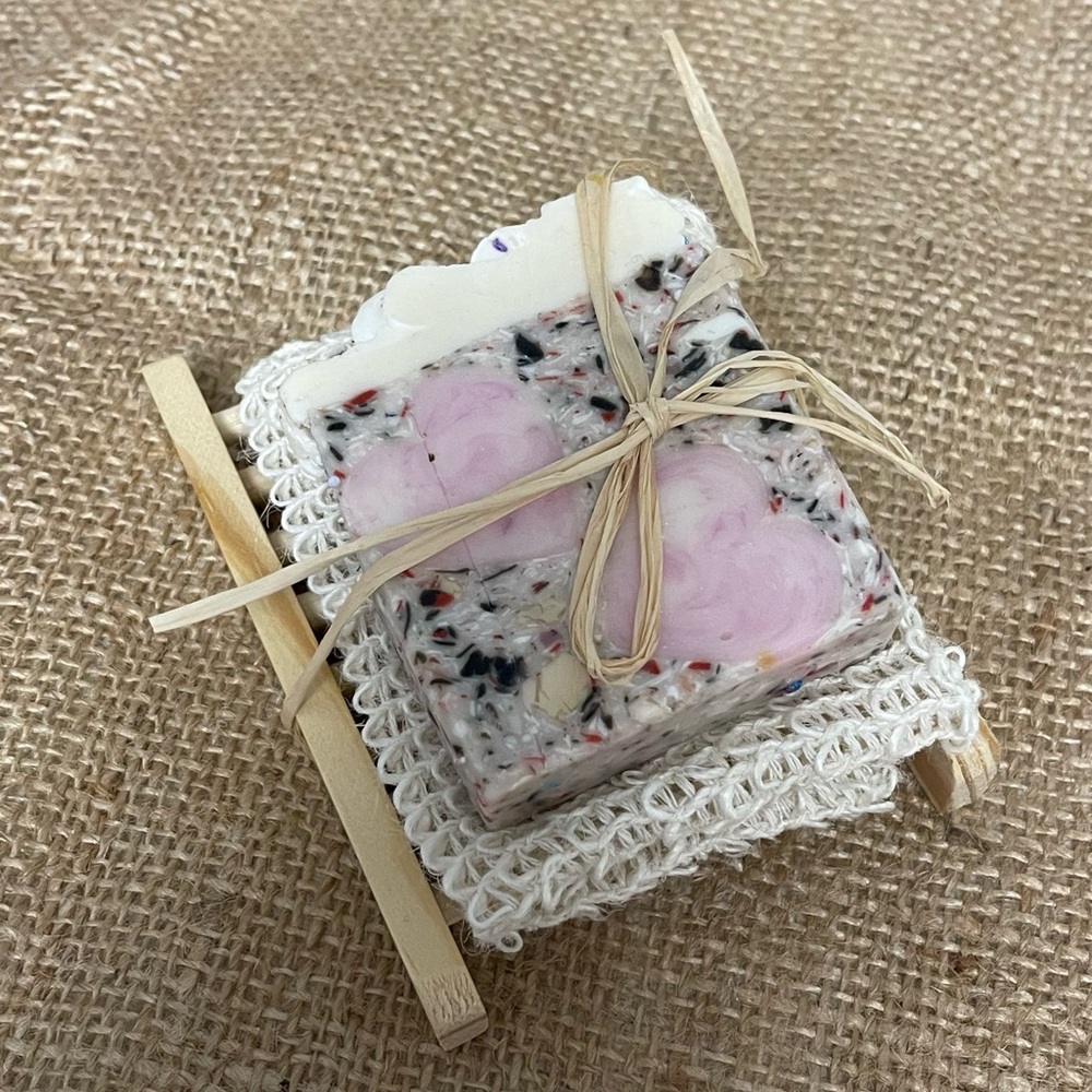 "Adoro" Sweet Gardenia Handmade Pink Heart Artisan Soap Bar Gift